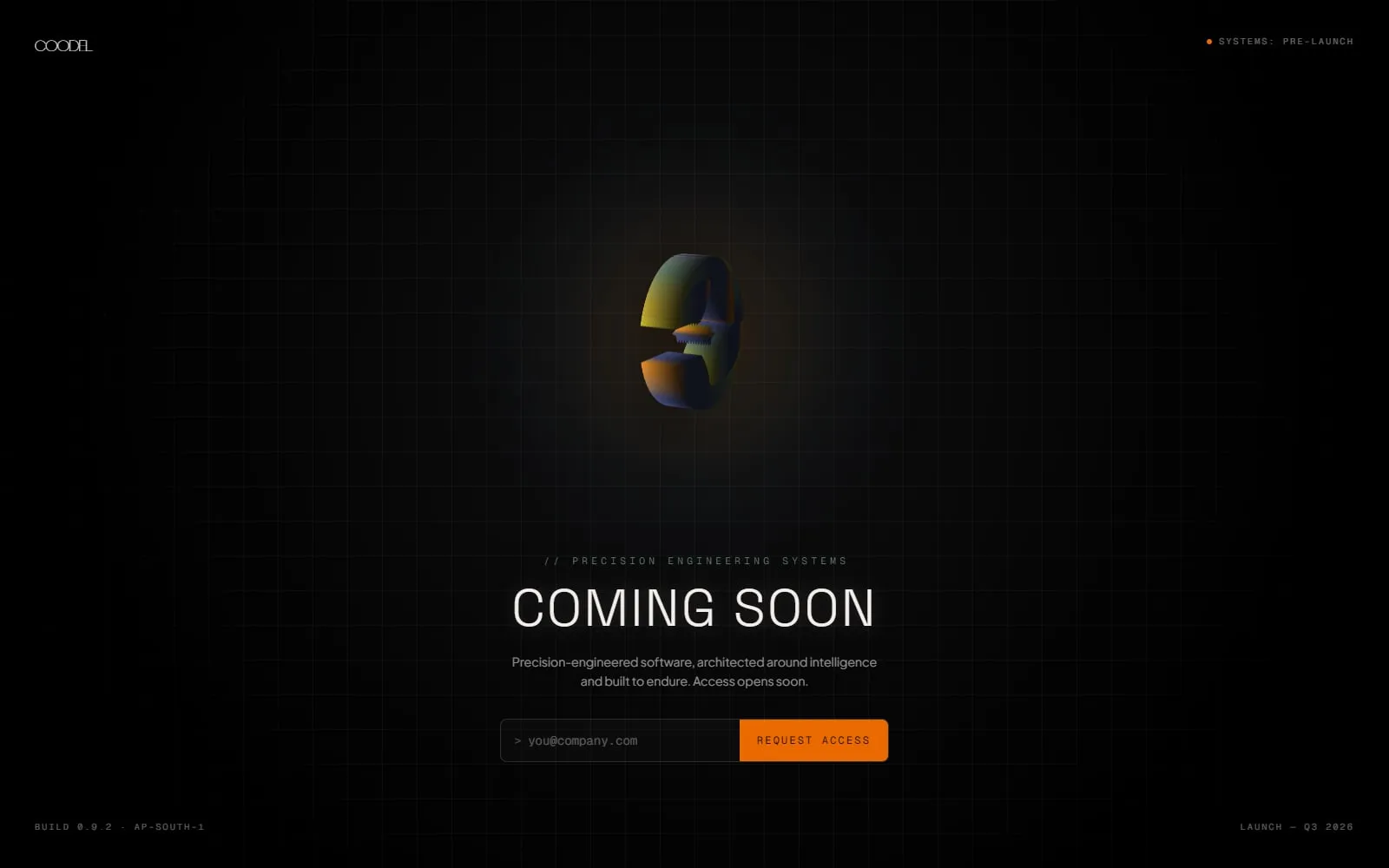 The Coodel website, first screen