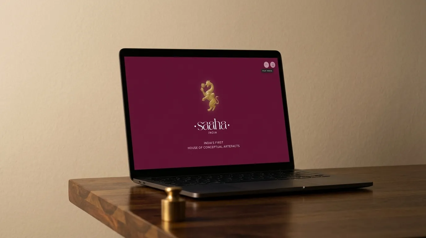 The Saaha India website on a laptop